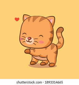 El lindo gato con la linda expresión está lleno de corazón de ilustración