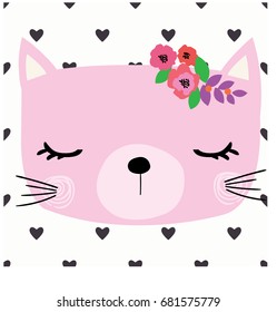 Cute Cat face animal vector artwork illustration.
