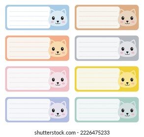 Cute cat face back to school notebook labels sticker set