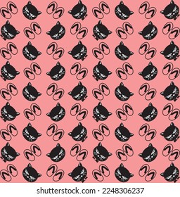 Cute cat face bristles eyes and nose in black shadow background with summer spring flip flop sandles for vacation, holiday, fashion, business, kid, women, products, backdrop, pattern, texture and card