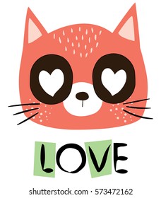 Cute cat face cartoon artwork vector illustration.