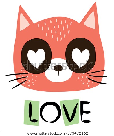 Cute cat face cartoon artwork vector illustration.