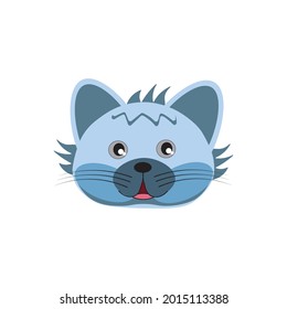 Cute cat face cartoon character. vector illustration