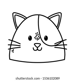 cute cat face cartoon icon vector illustration thick line