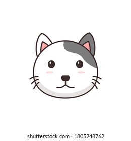 Cute cat face cartoon illustration isolated on white background 