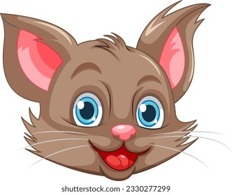 Cute cat face cartoon illustration