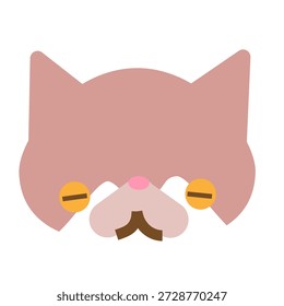 Una linda ilustración de personaje de cara de gato con una expresión somnolienta.