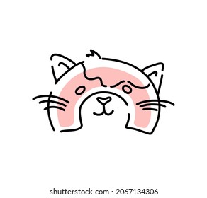 Cute cat face. Children illustration. Doodle. Vector hand-drawn illustration.