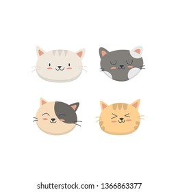 Cute cat face collection set