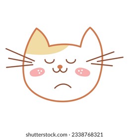 Cute cat face. Doodle color clip art on a white background.