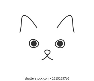 Cute cat face doodle drawing. Vector illustration