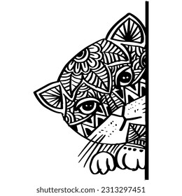 Cute cat face doodle drawing decorative.