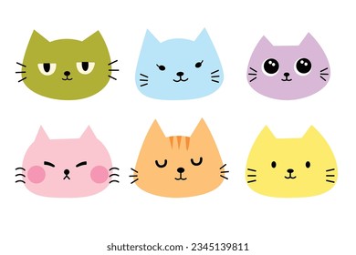 Cute cat face for element, illustration, decoration, sticker, note