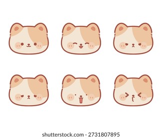 Conjunto de emoji bonito da cara do gato, adesivos da expressão do gatinho de Kawaii