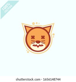 Cute cat face emoticon emoji expression Illustration. Scalable and editable vector.	
