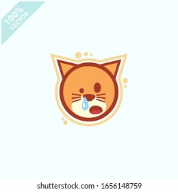 Cute cat face emoticon emoji expression Illustration. Scalable and editable vector.	
