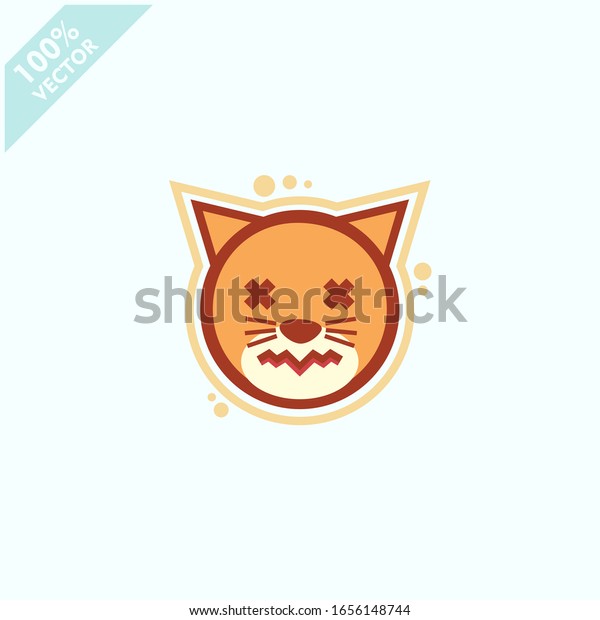 Cute Cat Face Emoticon Emoji Expression Stock Vector (Royalty Free ...