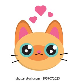 Cute cat face flat design vector image