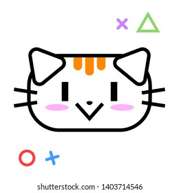 Cute cat face in flat style.