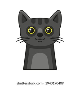 Cute Cat Face Icon. Cartoon Style on White Background Vector