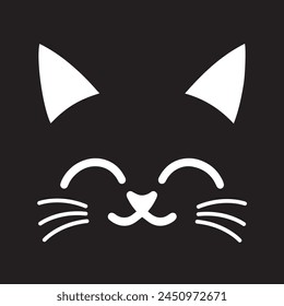 Icono lindo de la cara del gato, logotipo del concepto de la ilustración de dibujos animados