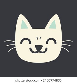 Nette Katze Gesicht Ikone, Cartoon Illustration Konzept Logo