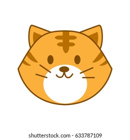 Cute cat face isolated vector cartoon