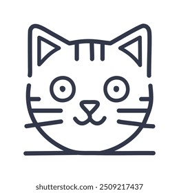 Ilustração da arte da linha da cara do gato bonito. Adorável representação de arte de linha minimalista do rosto de um gato, transmitindo jovialidade e simpatia. Este design é ideal para expressar alegria e afeto.