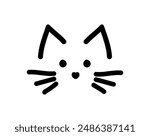 Cute cat face line drawing icon. Vector illustration.