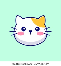 Cute Cat Face Logo Cartoon Vector Icon Illustration. Animal 
Nature Icon Concept Isolated Premium Vector. Flat Cartoon 
Style 