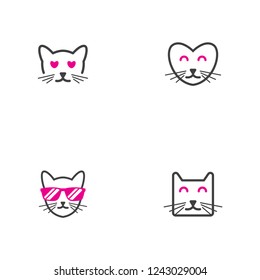 Cute cat face logo collection