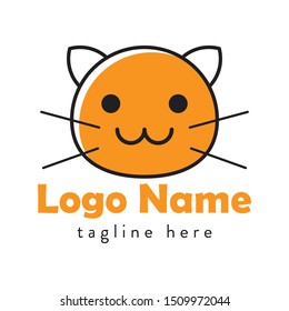 Cute cat face logo design template 