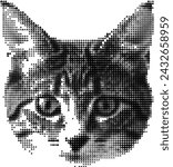 Cute cat face made of pixel triangles