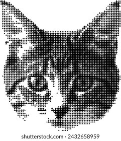 Cute cat face made of pixel triangles