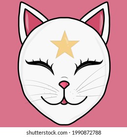 Cute cat face mask. Outline style character design. flat design style minimal vector illustration