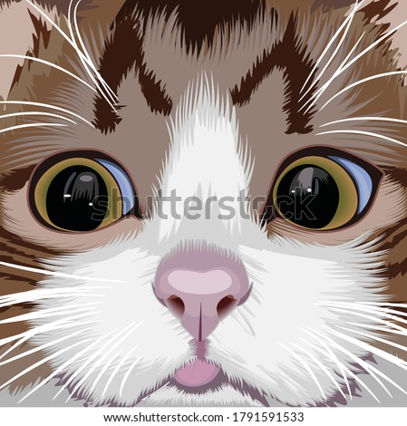 cute cat face, pure vector