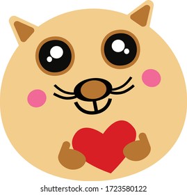 cute cat face with  red heart  design for art and   print  vector eps.10