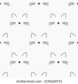 Cute cat face seamless pattern. Vector illustration