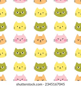 Cute cat face seamless pattern background for illustration, wallpaper, note, poster, backdrop