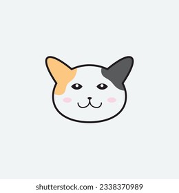 Cute Cat Face Silhouette Design. Cat Head Vector Icon.