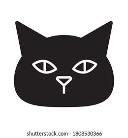 Cute cat face silhouette style icon design, Animal pet kitten domestic feline kitty mammal beautiful and portrait theme Vector illustration