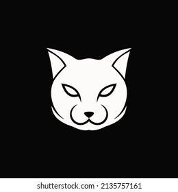 cute cat face in a simple Logo Design Vector