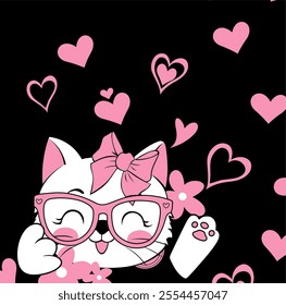 
cute cat face t-shirt graphic design vector illustration 