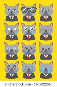 Cute cat face with various expresstion