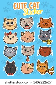 Cute cat face with various expresstion