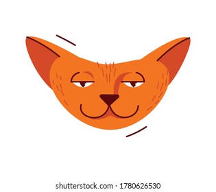 Cute cat face vector illustration, domestic pet cartoon.