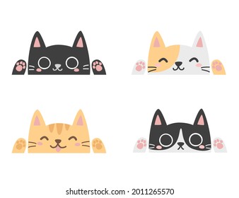 Cute cat face vector illustration.