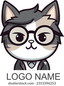 Cute Cat Face vector Illustration Icons, Cat face logo set vector illustration