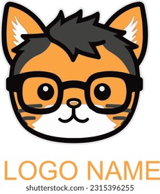 Cute Cat Face vector Illustration Icons, Cat face logo set vector illustration