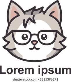 Cute Cat Face vector Illustration Icons, Cat face logo set vector illustration